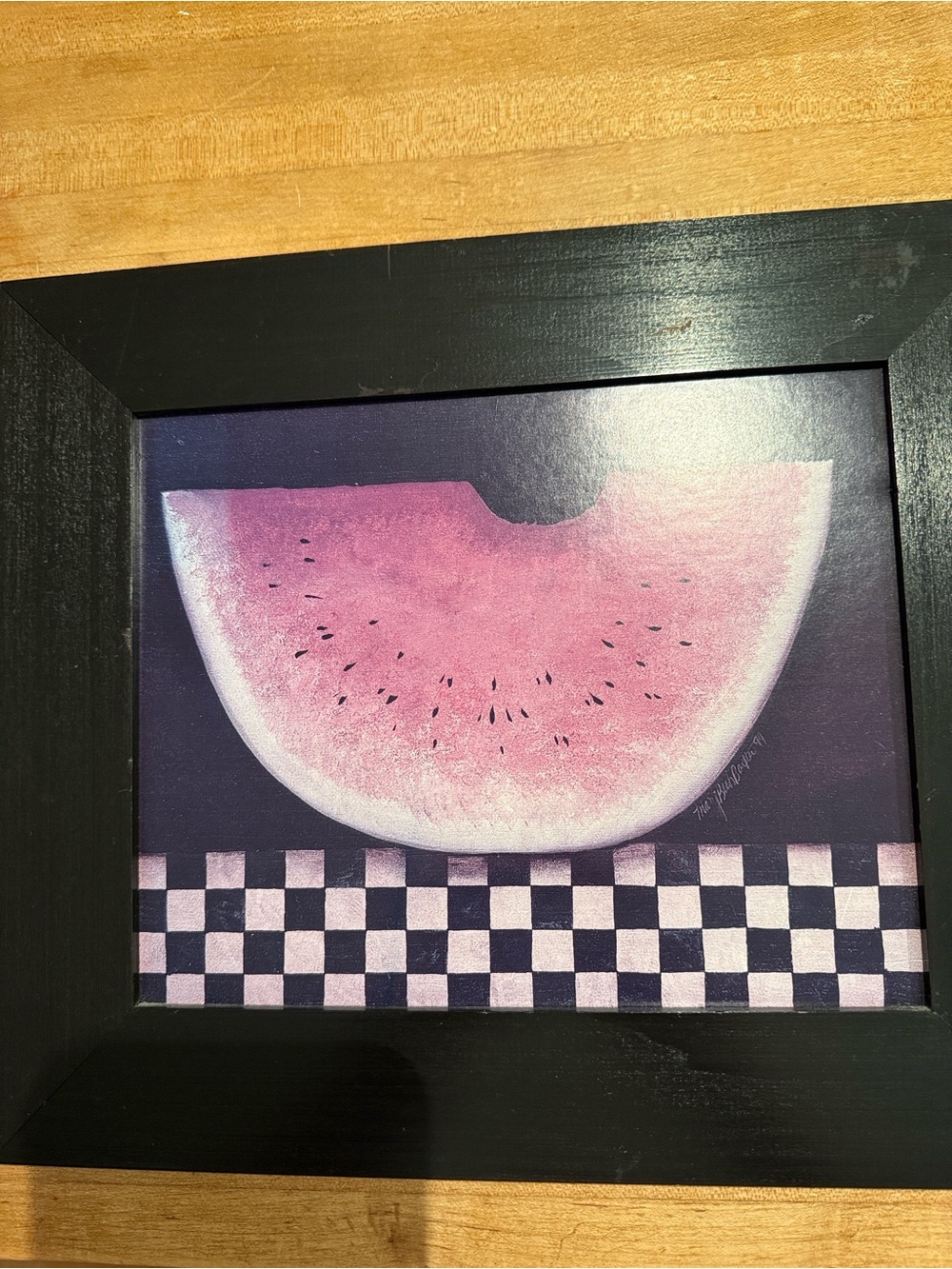 Mary Beth Baxter Folk Art Black Framed Pink Watermelon Home Art Print